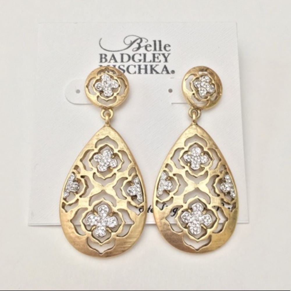 ISO : Badgley Mischka Gold Teardrop Earrings